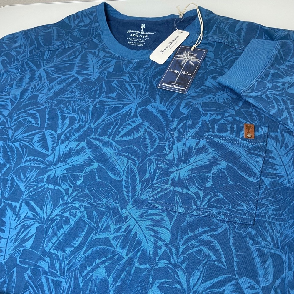 Tommy Bahama Mens XL Blue Sweatshirt NEW Indigo Palms Tropical Leaf Toucan